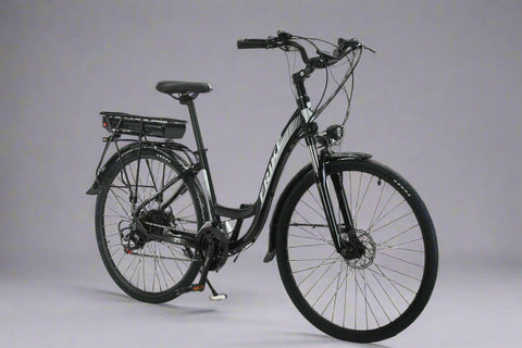 28 inch electric city cruiser bike – side view
350W rear hub motor close-up on e-bike
Lightweight aluminum e-bike with step-through frame
Display panel and handlebar view of electric bike
21-speed electric commuter bike on city road