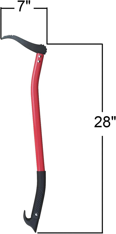 28-inch red-handled hookaroon log lifting tool
Close-up of boron steel hook with toothed edge
Person lifting firewood using ergonomic hookaroon
Firewood tool with non-slip grip and curved hook
Log grabber tool for outdoor stacking and handling