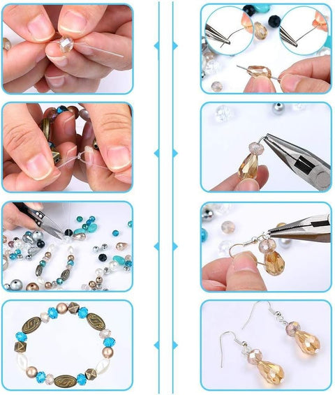 Jewelry making kit full set with pliers and beads
Jewelry tools and findings in plastic organizer
DIY jewelry accessories for crafting
Beads and charms assortment for bracelets
Jewelry-making supplies arranged in tiers