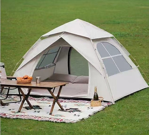 3–4 person waterproof dome tent with windows in outdoor field
Easy setup beige family camping tent with double doors
Pop-up hiking tent with mesh ventilation for backpacking trips
Lightweight dome tent ideal for spontaneous camping