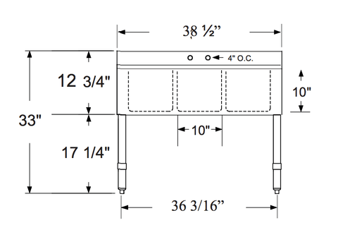 New 3 Bowl Commercial Stainless Steel Sink – Heavy - Duty Kitchen Utility Sink for Restaurants & Food Service BAR3B38 - with | Sold by Uncle Wiener's Wholesale
