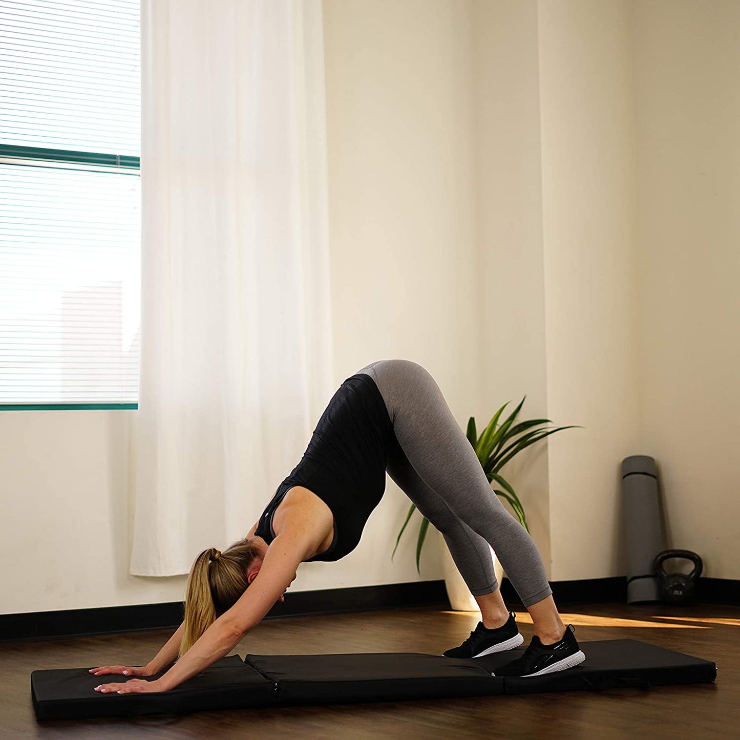 New 3 ft x 6 ft Linkable Tri - Fold Gym Mat – 2" Thick High - Density Foam | SKU: YMR3 - with | Sold by Uncle Wiener's Wholesale