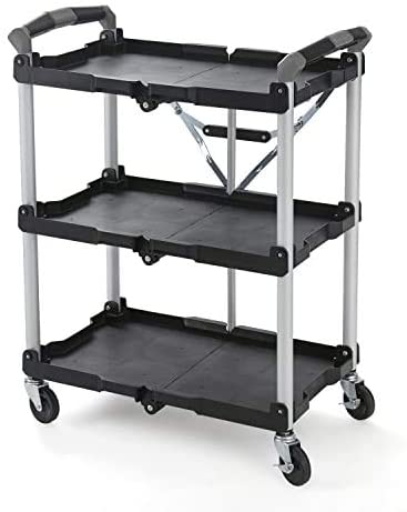 New 3 - Layer Folding Collapsible Service Cart ��� Portable Utility Trolley with Wheels 525607 - with | Sold by Uncle Wiener's Who