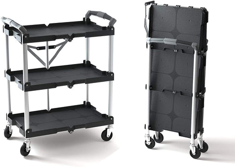 New 3 - Layer Folding Collapsible Service Cart ��� Portable Utility Trolley with Wheels 525607 - with | Sold by Uncle Wiener's Who