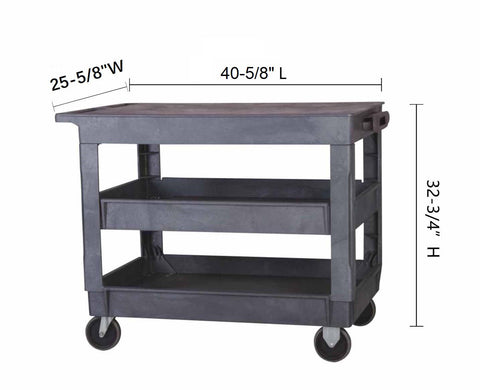 3-Layer Heavy Duty Utility Cart with 500 lbs Capacity and Rolling Wheels for Industrial Storage Use