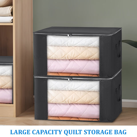 3-pack foldable clothes storage bags with clear window and handles
breathable black storage bags with zippers for bedding and clothing
closet organizer storage solution – 3-pack zippered bags