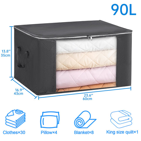 3-pack foldable clothes storage bags with clear window and handles
breathable black storage bags with zippers for bedding and clothing
closet organizer storage solution – 3-pack zippered bags