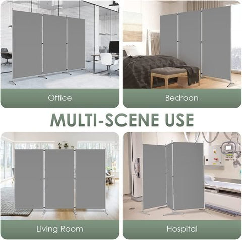3-panel gray office privacy divider with freestanding base
Foldable room divider screen 8.64 FT x 6 FT for home or office
Modern freestanding partition for workspace or studio
Gray folding privacy panel for shared spaces