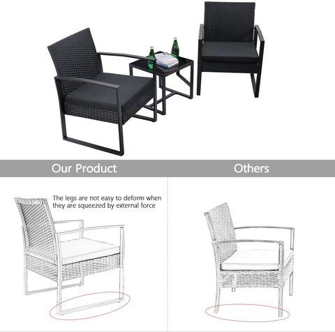 New 3 - Piece Outdoor Patio Furniture Set – Wicker Chairs & Glass - Top Table | 726616 - with | Sold by Uncle Wiener's Wholesale