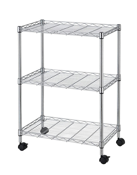 New 3 - Tier Wire Shelving Rack with Casters – Rolling Storage Organizer Shelf WS883 - with | Sold by Uncle Wiener's Wholesale