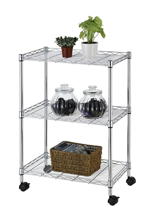 New 3 - Tier Wire Shelving Rack with Casters – Rolling Storage Organizer Shelf WS883 - with | Sold by Uncle Wiener's Wholesale