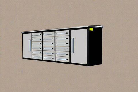 10FT Stainless Steel Tool Bench with 30 Drawers – Front and Side View