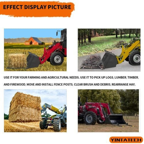 30 inch clamp-on pallet forks attached to tractor loader
Heavy-duty pallet forks on skid steer bucket
Side view of clamp-on pallet fork set
1500 lb tractor bucket fork with chain holes
Easy install clamp pallet forks for hauling hay and logs