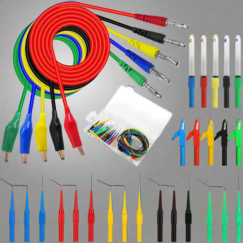 30-piece electrical test lead and probe kit full set
Back probe pin and multimeter test cable assortment
Electrical diagnostic kit with wire piercing probes