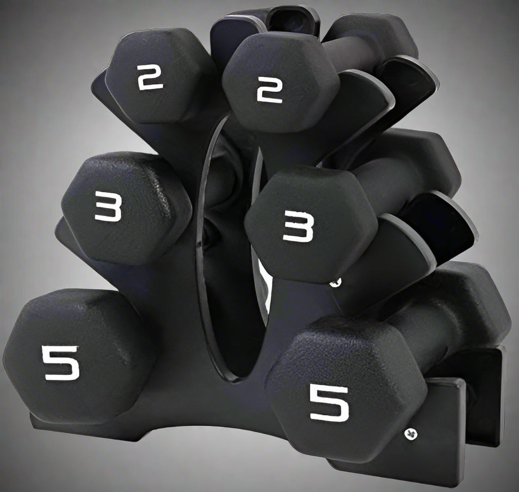 “Neoprene Dumbbell Set with Rack – 3, 5, 8 LB Weights”
“Black Neoprene Dumbbells for Home Use”
“Compact Dumbbell Rack Set – 32 LB Total”
“Home Strength Training Dumbbell Set”