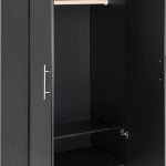 Black 32-inch wardrobe storage cabinet in bedroom
Open wardrobe with hanging rail and top shelf
Modern black wardrobe with brushed handles
32" storage cabinet in office corner
Full-height view of black laminate wardrobe
Side angle of freestanding modern wardrobe