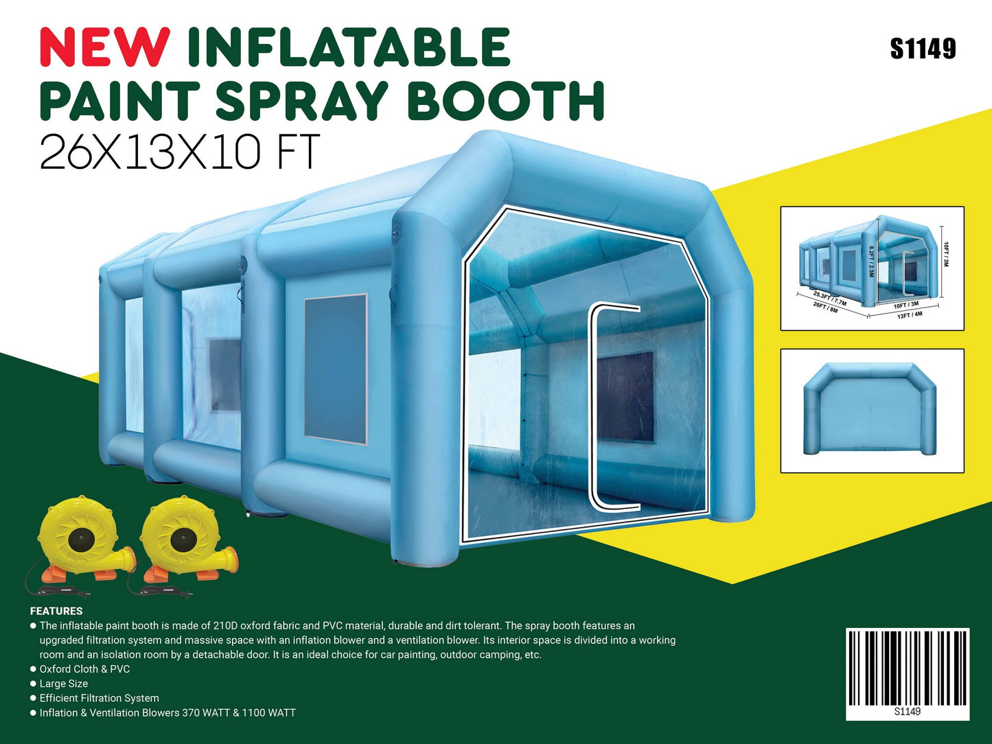 NEW 32ft Inflatable Autobody Spray Paint Booth S1199 - with | Sold by Uncle Wiener's Wholesale