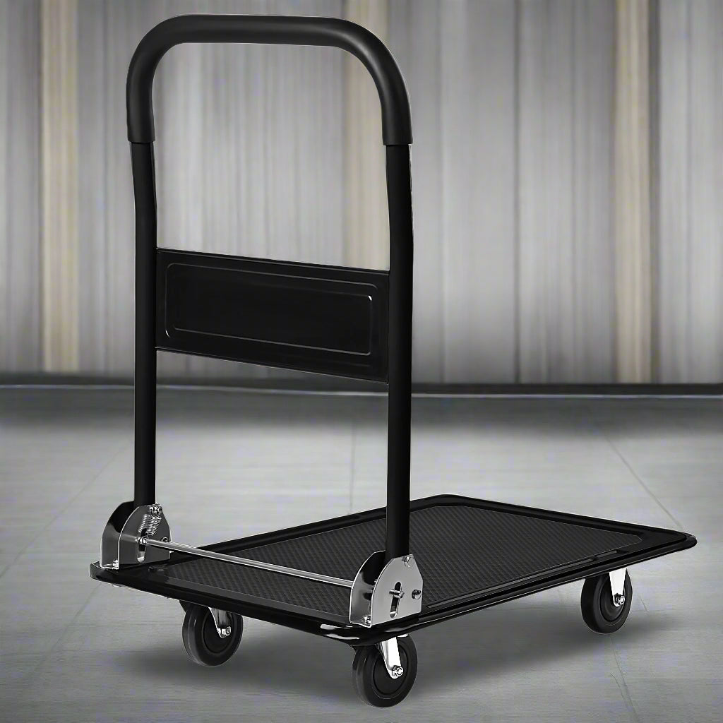 330 lbs Foldable Push Cart Dolly – Heavy-Duty Platform Hand Truck with Swivel Wheels