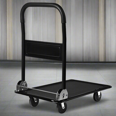 330 lbs Foldable Push Cart Dolly – Heavy-Duty Platform Hand Truck with Swivel Wheels