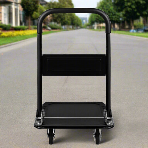 330 lbs Foldable Push Cart Dolly – Heavy-Duty Platform Hand Truck with Swivel Wheels