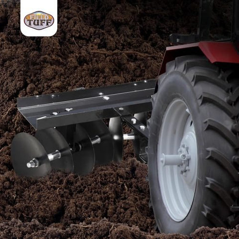 Lawn Tractor Disc Harrow, Tow-Behind Garden Tiller, 39 Inch Cultivator Attachment, Soil Prep Harrow, Lawn Cultivator Implement, Lightweight Garden Harrow, SKU 927041, Tow-Behind Disc Cultivator, Garden Disc Harrow, Pin Hitch Tiller Attachment