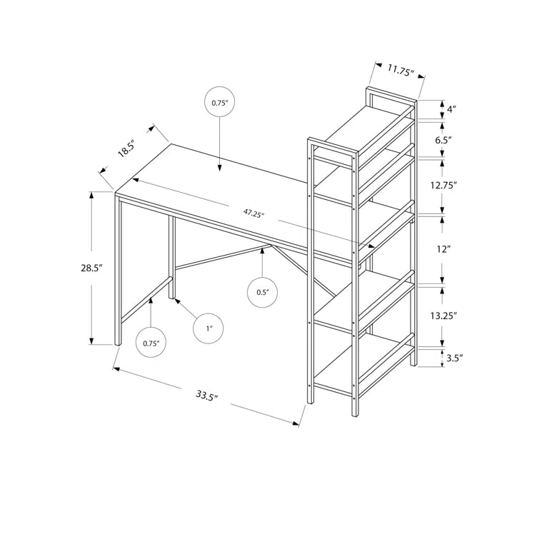 “Modern 4 ft home office computer desk with shelves – white and gray”
“Compact white writing desk with metal frame and storage shelf”
“Espresso and gray minimalist 4 ft computer desk for small spaces”
“Small home office setup with 4-foot writing desk and accessories”
“Side view of 4ft white desk with open-frame shelving for storage”