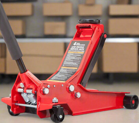 4 Ton Dual Piston Hydraulic Jack β Full Side View in Red
Low Profile Floor Jack β Close-Up of Pump and Wheels
Heavy-Duty Hydraulic Jack β Front View with Wide Frame
Dual Piston Jack β Rubber Pad and Lift Saddle Detail
Hydraulic Floor Jack β In Use with Car for Lifting Demonstration