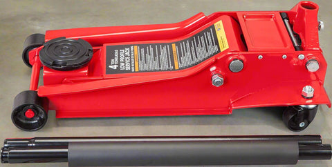 4 Ton Dual Piston Hydraulic Jack β Full Side View in Red
Low Profile Floor Jack β Close-Up of Pump and Wheels
Heavy-Duty Hydraulic Jack β Front View with Wide Frame
Dual Piston Jack β Rubber Pad and Lift Saddle Detail
Hydraulic Floor Jack β In Use with Car for Lifting Demonstration