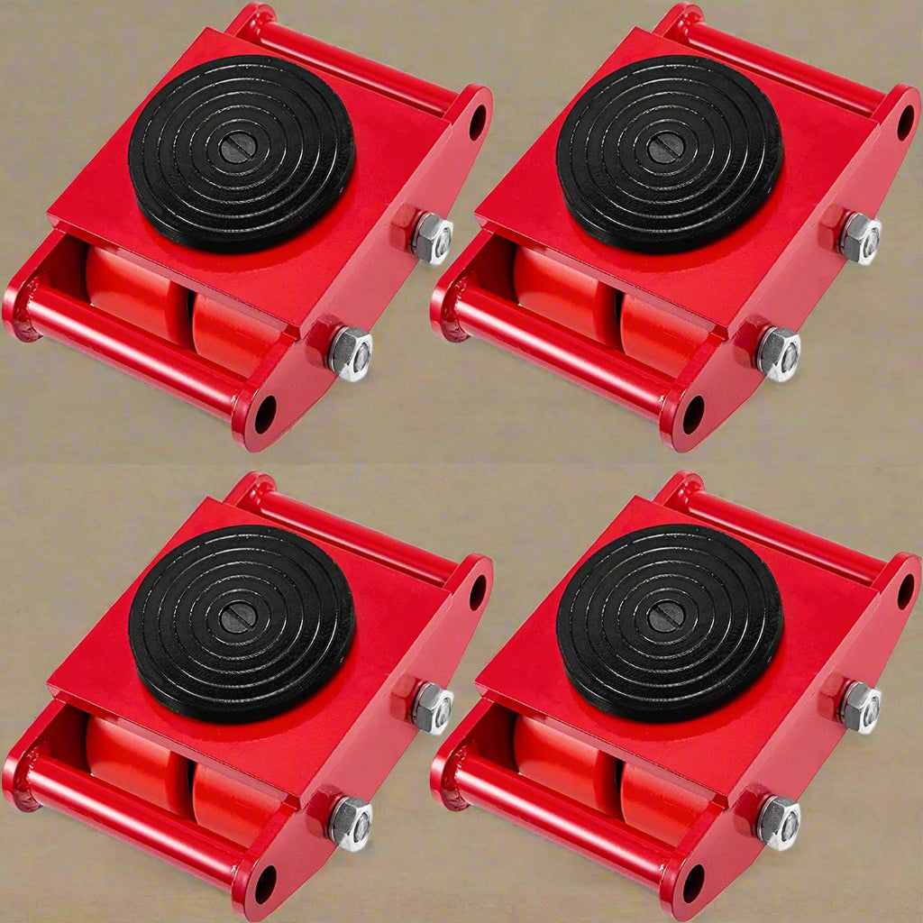 6-Ton Machinery Mover Skates Set of 4 – Red
Heavy-Duty Equipment Moving Rollers – 13,200 lbs
Industrial Machine Roller Skates with Non-Slip Pad
Side View of 6-Ton Equipment Movers with Wheels
Machinery Mover Skates – Full Set Display