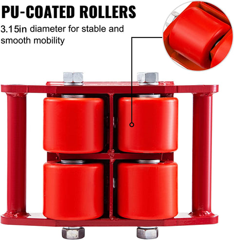 6-Ton Machinery Mover Skates Set of 4 – Red
Heavy-Duty Equipment Moving Rollers – 13,200 lbs
Industrial Machine Roller Skates with Non-Slip Pad
Side View of 6-Ton Equipment Movers with Wheels
Machinery Mover Skates – Full Set Display