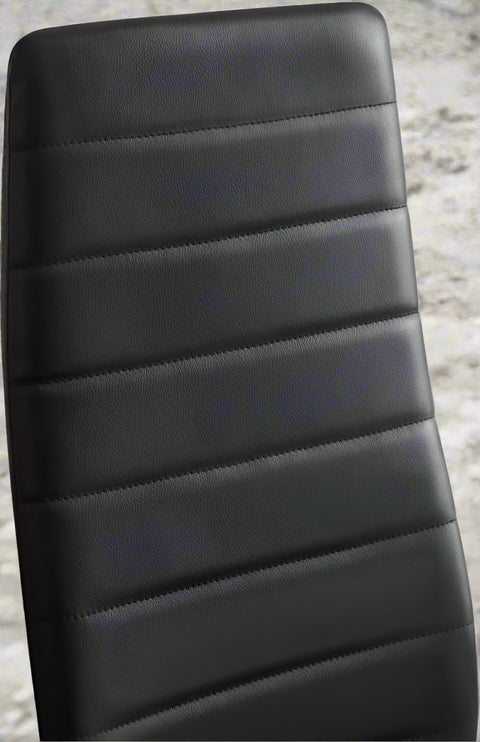Upholstered Black Dining Chair – Close-Up Cushion Design