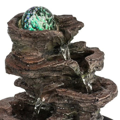New 4 - Tier Cascading Rock Water Fountain – Tabletop Indoor Zen Decor with LED Light CA190508 - with | Sold by Uncle Wiener's Wholesale