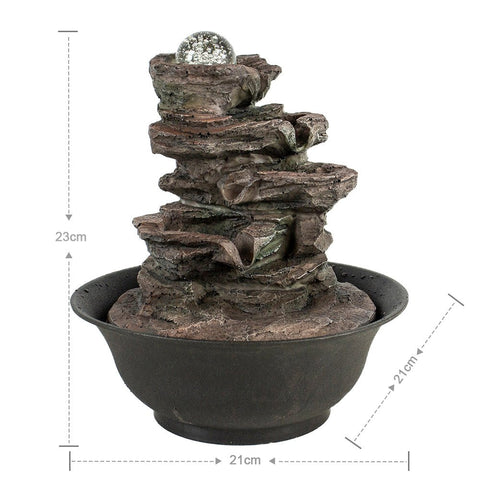 New 4 - Tier Cascading Rock Water Fountain – Tabletop Indoor Zen Decor with LED Light CA190508 - with | Sold by Uncle Wiener's Wholesale