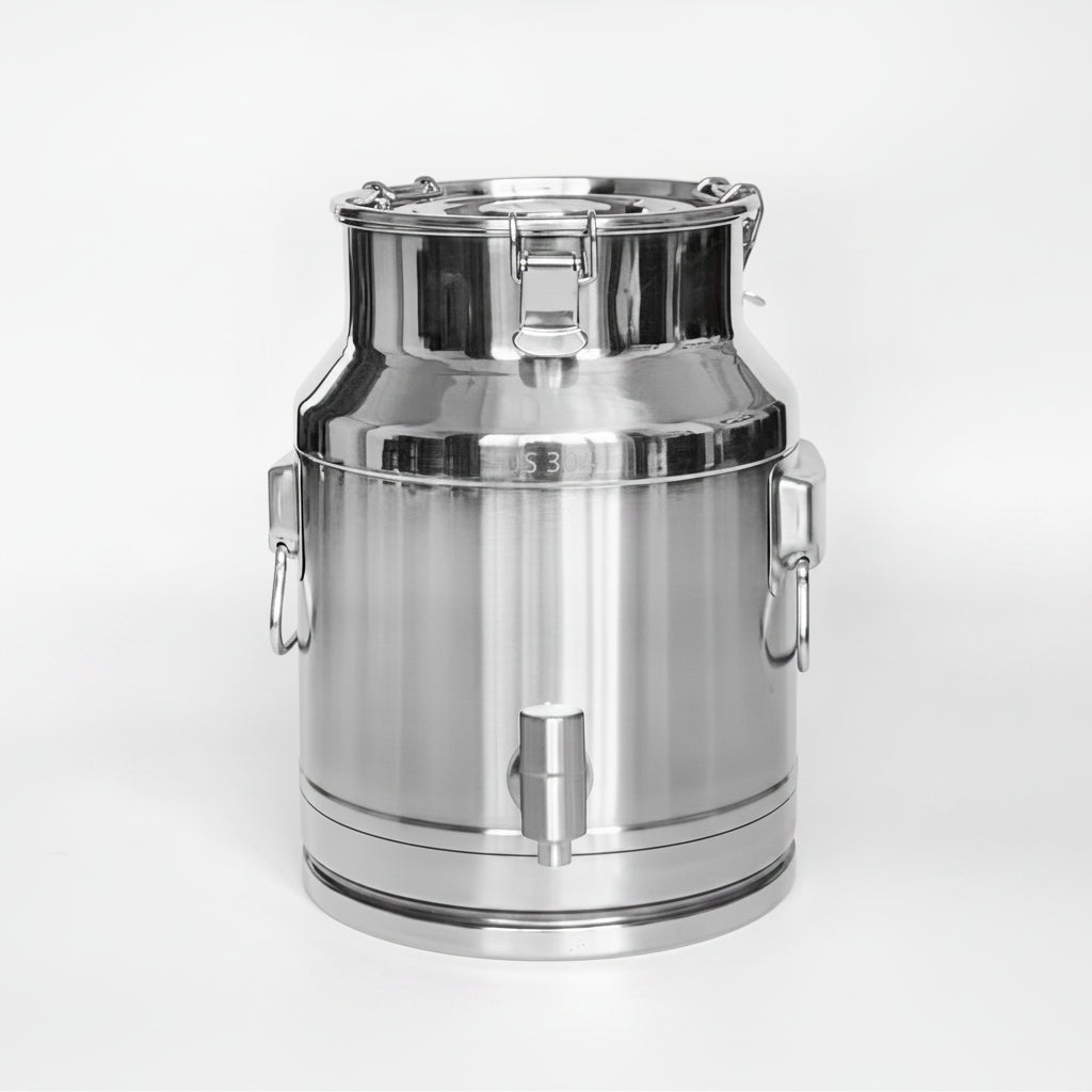 New 42L & 20L Stainless Steel Milk and Water Can with Faucet – Heavy - Duty Liquid Storage Container - with 20L CAN FAUCET | Sold by Uncle Wiener's Wholesale