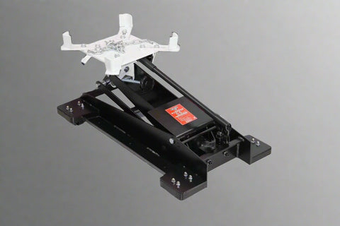 Transmission jacks lineup with different weight capacities in shop setting