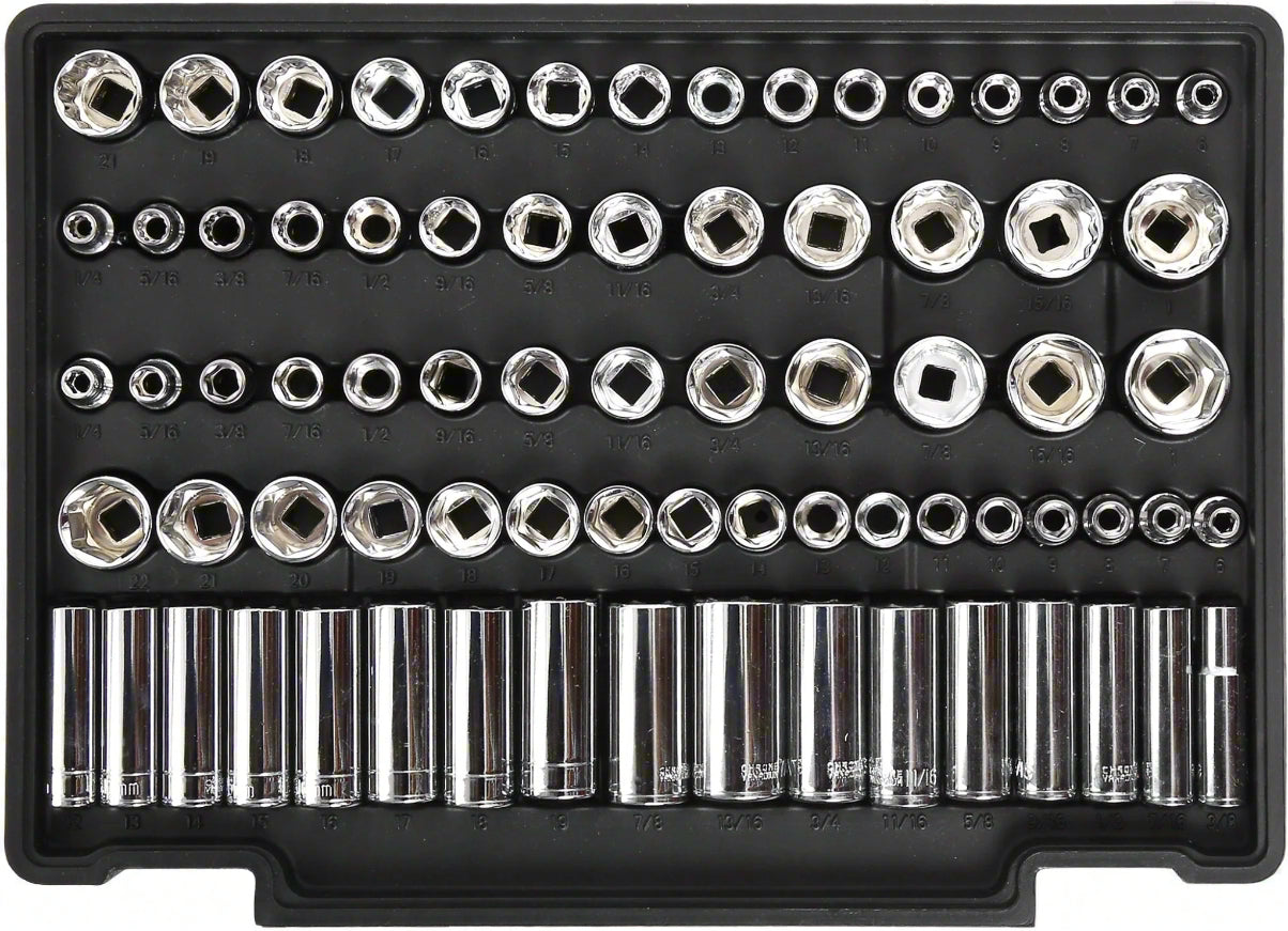 450-piece mechanics tool set with black heavy-duty case
Mechanics socket set tools organized in carry box
Automotive tool kit with labeled compartments
Full mechanics toolkit for car and garage repair
Top-down view of 450-piece tool collection in case