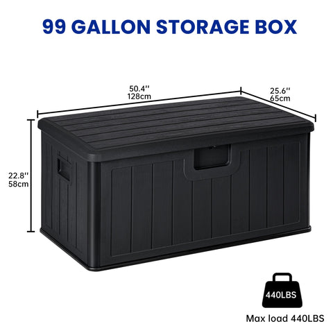 New 450L HDPE Outdoor Storage Box with Hinged Lid – All - Weather Deck Box | SKU: AMPBS99 - with | Sold by Uncle Wiener's Wholesale