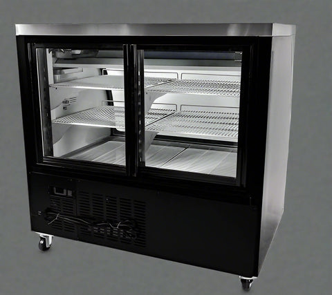 • “Curved glass deli display cooler with LED lighting”
• “47 inch NSF certified deli fridge with shelves”
• “Electronic control system for commercial deli cooler”
• “Interior view of PVC-coated shelves in deli cooler”
• “Double pane curved glass commercial fridge”
• “Adjustable caster wheels on deli display case”