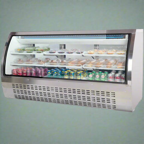 • “Curved glass deli display cooler with LED lighting”
• “47 inch NSF certified deli fridge with shelves”
• “Electronic control system for commercial deli cooler”
• “Interior view of PVC-coated shelves in deli cooler”
• “Double pane curved glass commercial fridge”
• “Adjustable caster wheels on deli display case”
