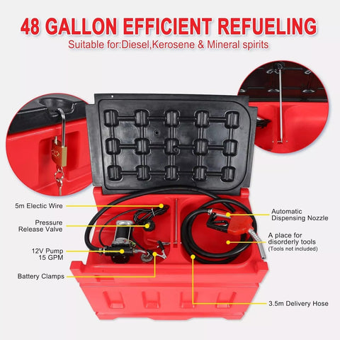 New 48 Gallon Fuel Transfer Tank with Pump – Gas & Diesel – Heavy Duty YHM180G - Fuel Pump with | Sold by Uncle Wiener's Wholesale