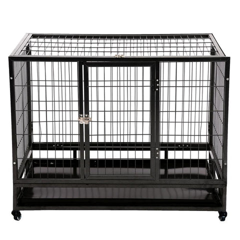 New 48 Inch Heavy Duty Portable Dog Cage with Wheels & Removable Tray DK48 - with | Sold by Uncle Wiener's Wholesale