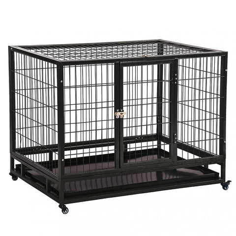 New 48 Inch Heavy Duty Portable Dog Cage with Wheels & Removable Tray DK48 - with | Sold by Uncle Wiener's Wholesale