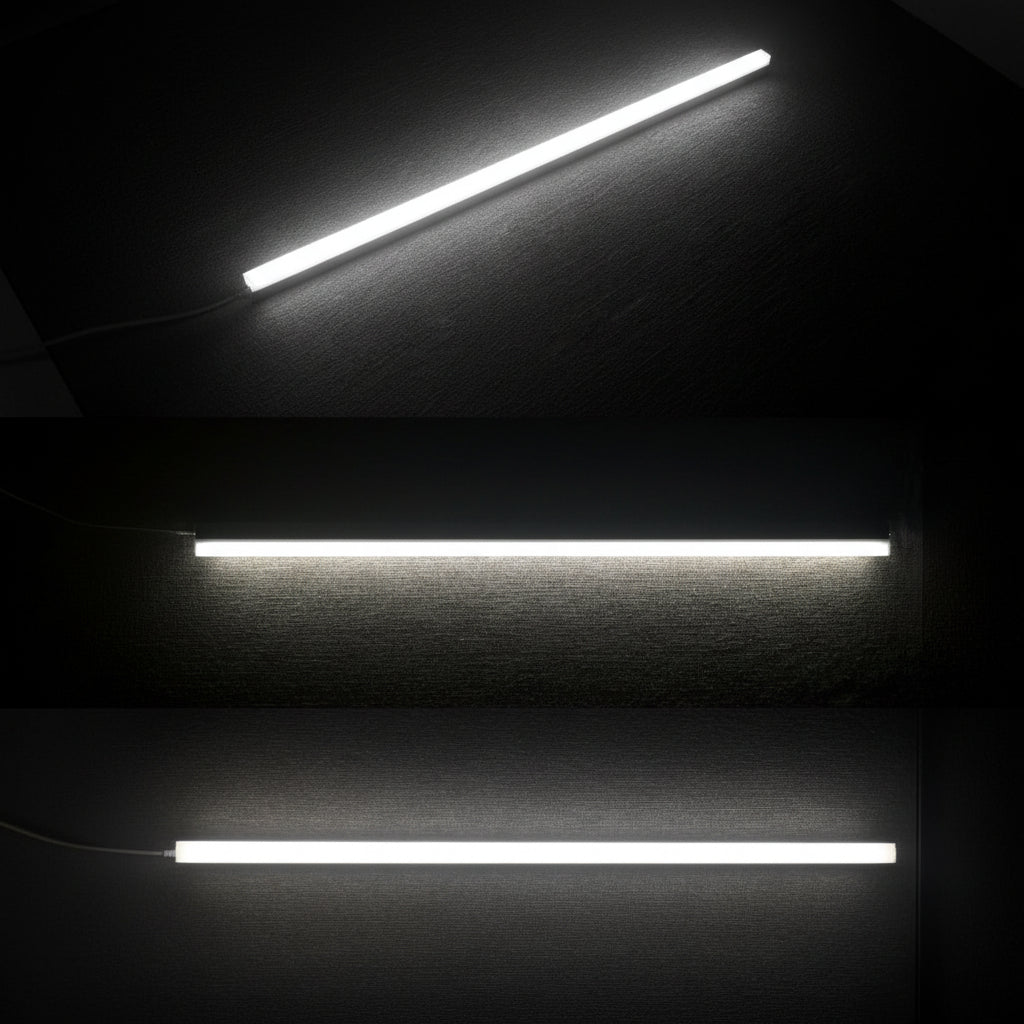 8FT LED tube lights installed in commercial ceiling
Bright white 4FT integrated T8 LED light tube
Close-up of frosted cover LED tube bulb
T8 tube lights illuminating warehouse ceiling
LED tube light replacement for fluorescent tubes