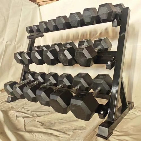 “Full 5–50 LB Rubber Hex Dumbbell Set with Rack”
“Three-Tier Dumbbell Rack with Rubber Weights”
“Rubber Hex Dumbbells for Home Strength Training”
“Home Gym Dumbbell Storage Rack with Full Weight Set”