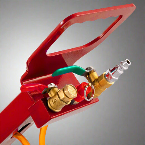 Triple Bag Pneumatic Air Jack β 5 Ton Capacity in Red and Black
5 Ton Air Jack β Top View Showing Triple Airbags and Base
Adjustable Handle Pneumatic Air Jack β Folded Position for Storage
Heavy-Duty Air Jack β Full Setup with Hose and Handle
Triple Air Bag Jack in Use β Lifting a Vehicle