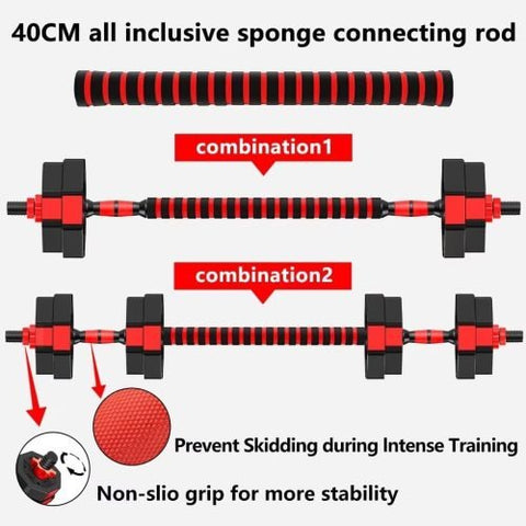 50 kg adjustable dumbbell set with barbell connector and spinlocks
adjustable iron sand dumbbells with PE casing for home gym
convertible dumbbell to barbell set with ergonomic grip rods
complete home gym weight set for strength training S1225