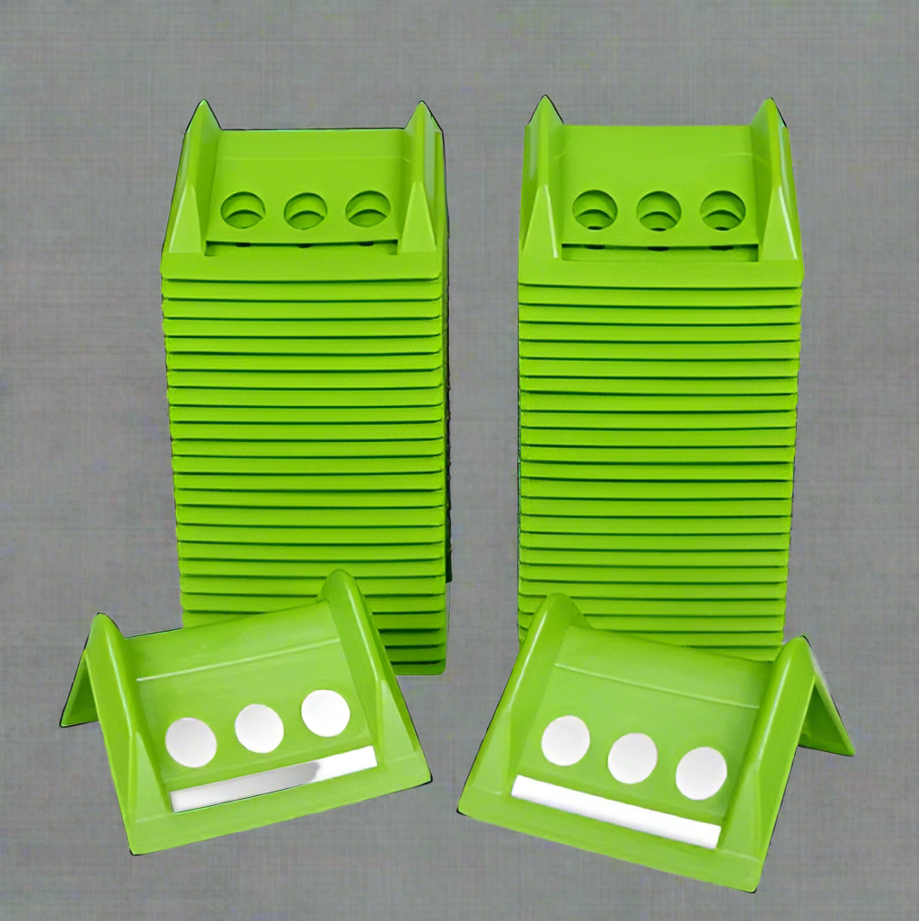 Green 4” flatbed strap edge protectors – stack of 50
Durable plastic cargo corner guards
Trucking load strap protectors in bulk
Corner protectors for flatbed freight
4-inch strap protectors for cargo transport