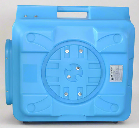 500 CFM HEPA air scrubber for industrial and restoration use
Blue air purifier with 3-stage filtration and duct ports
Portable HEPA air scrubber with handle and GFCI outlet
Side view of HEPA air scrubber with intake filter panel
Top control panel of air cleaner with variable speed settings