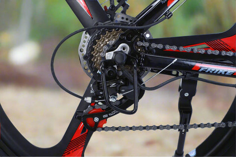 500W electric mountain bike with 26 inch wheels and disc brakes
Rear hub motor and 48V battery mounted on aluminum frame
Side view of electric mountain bike with front suspension
Handlebar and display panel of 21-speed electric bike
29 inch aluminum electric bike with 48V lithium battery