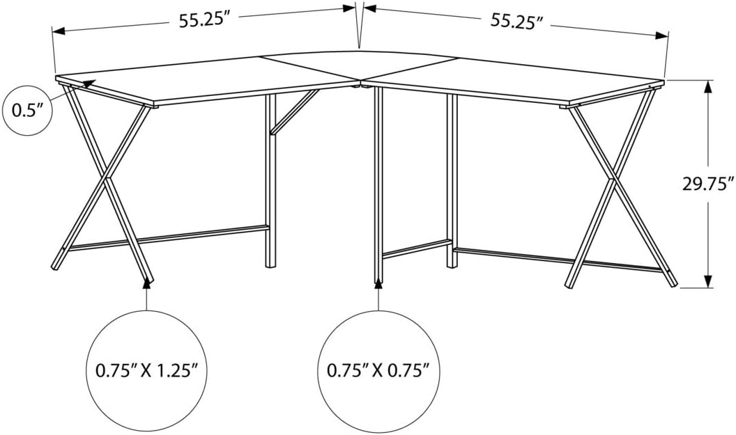 L-shaped white computer desk in home office with black frame
KW719W corner workstation desk with dual screen setup
55 inch modern corner desk for small space
L-shaped study desk with laminate top and metal legs